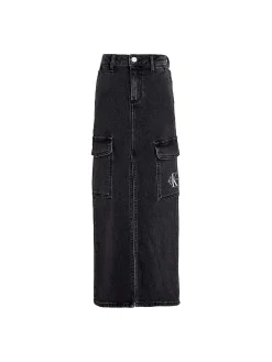Maxi gonna in jeans black denim