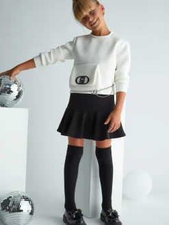 Mini gonna cinta catenella nero