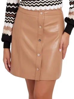 Minigonna Carola faux leather sabbia