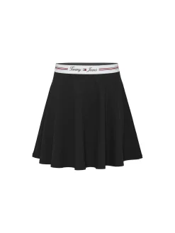 Minigonna con logo in vita nera