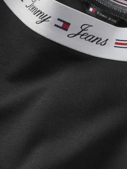 Minigonna con logo in vita nera