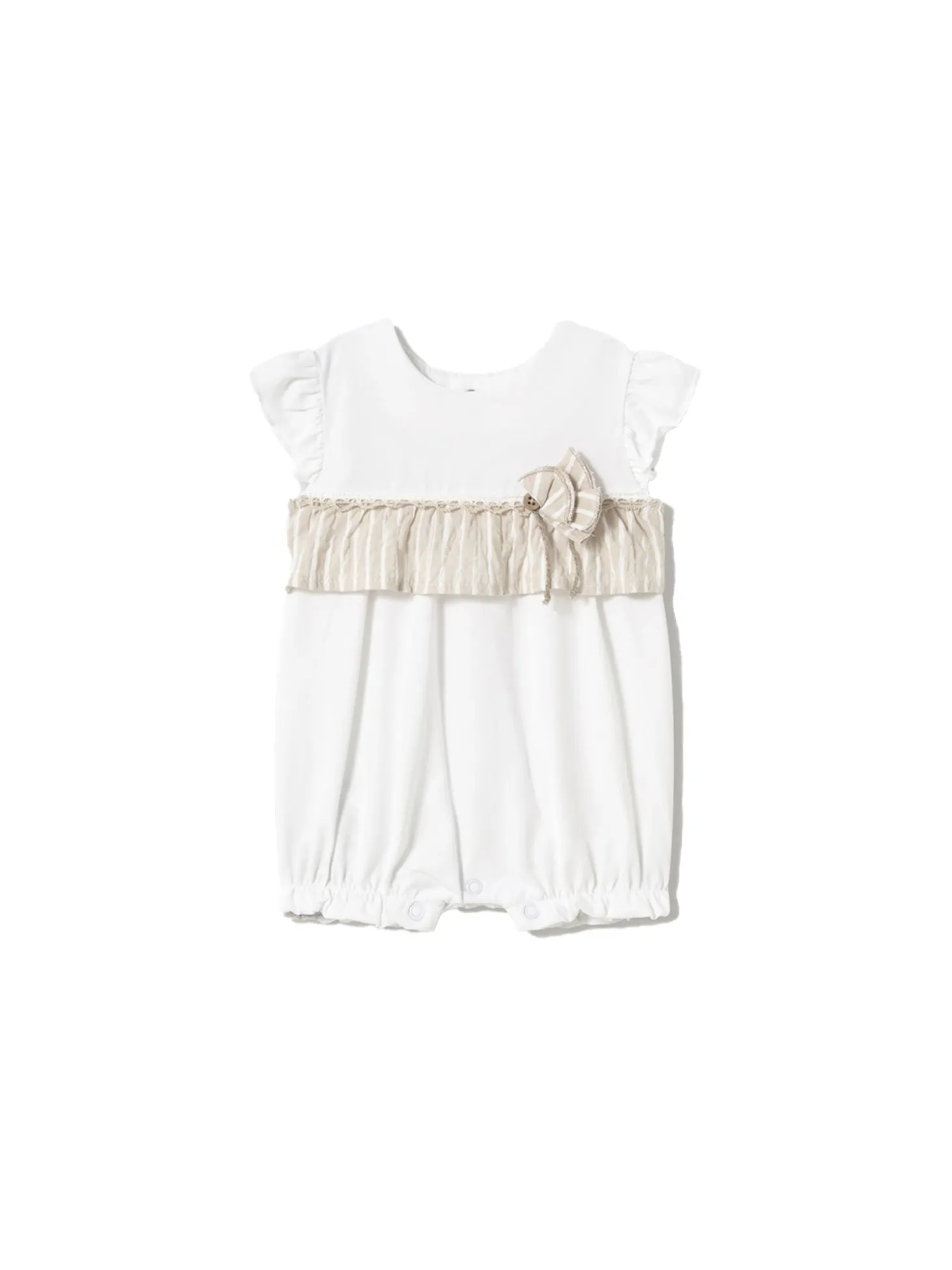 Pagliaccetto dettagli righe in cotone bianco