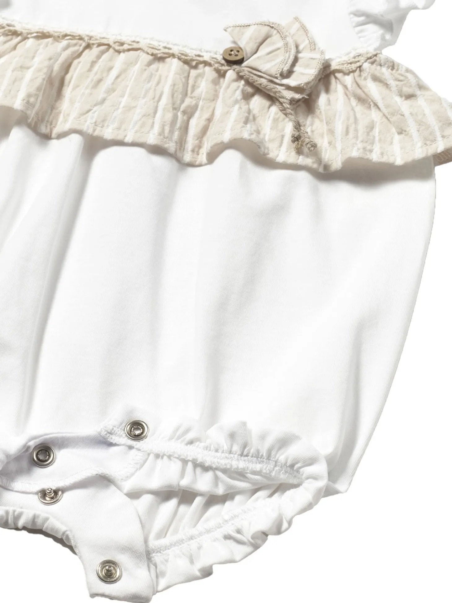 Pagliaccetto dettagli righe in cotone bianco