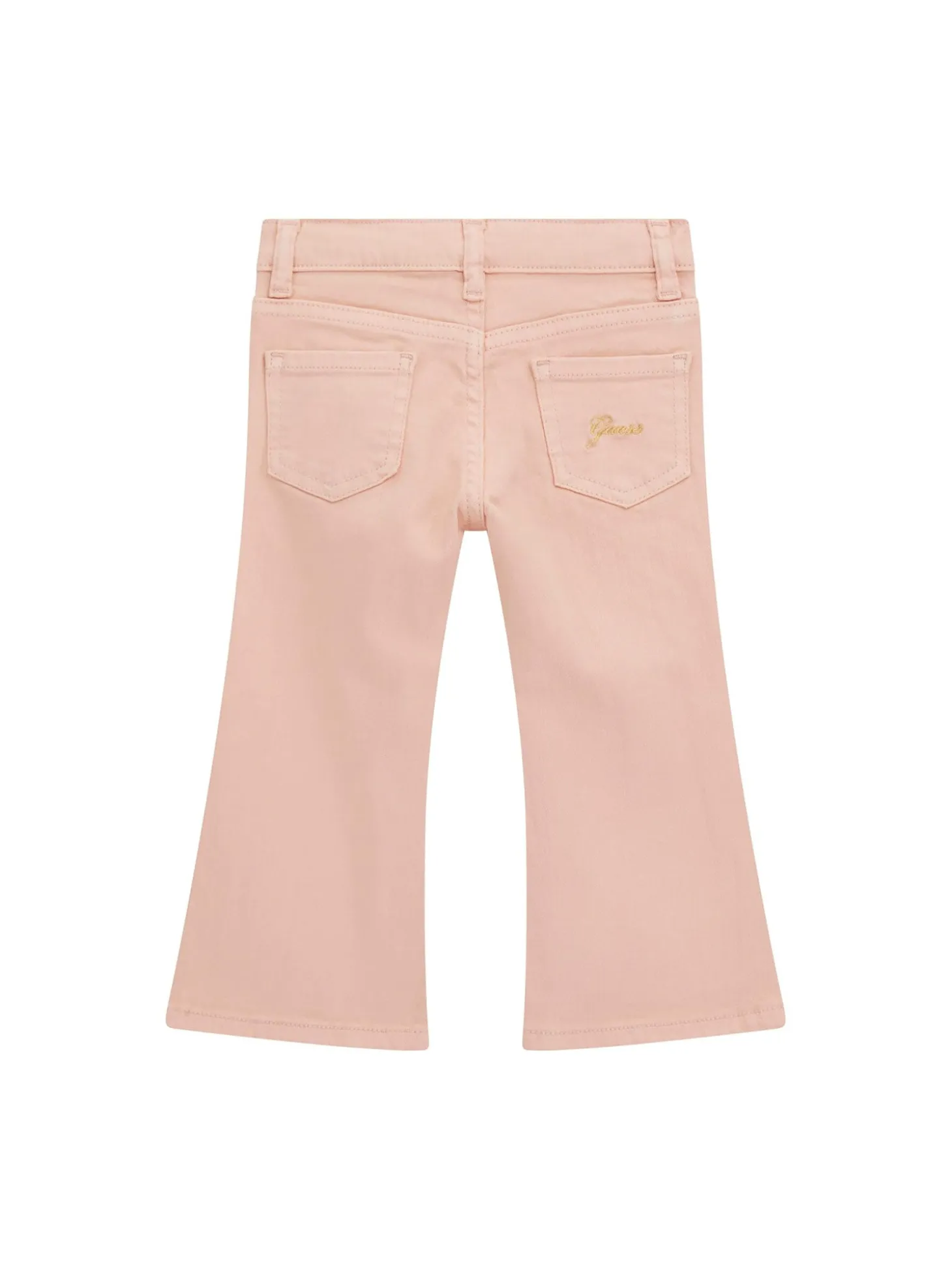 Pantalone a zampa neonata in denim color pesca
