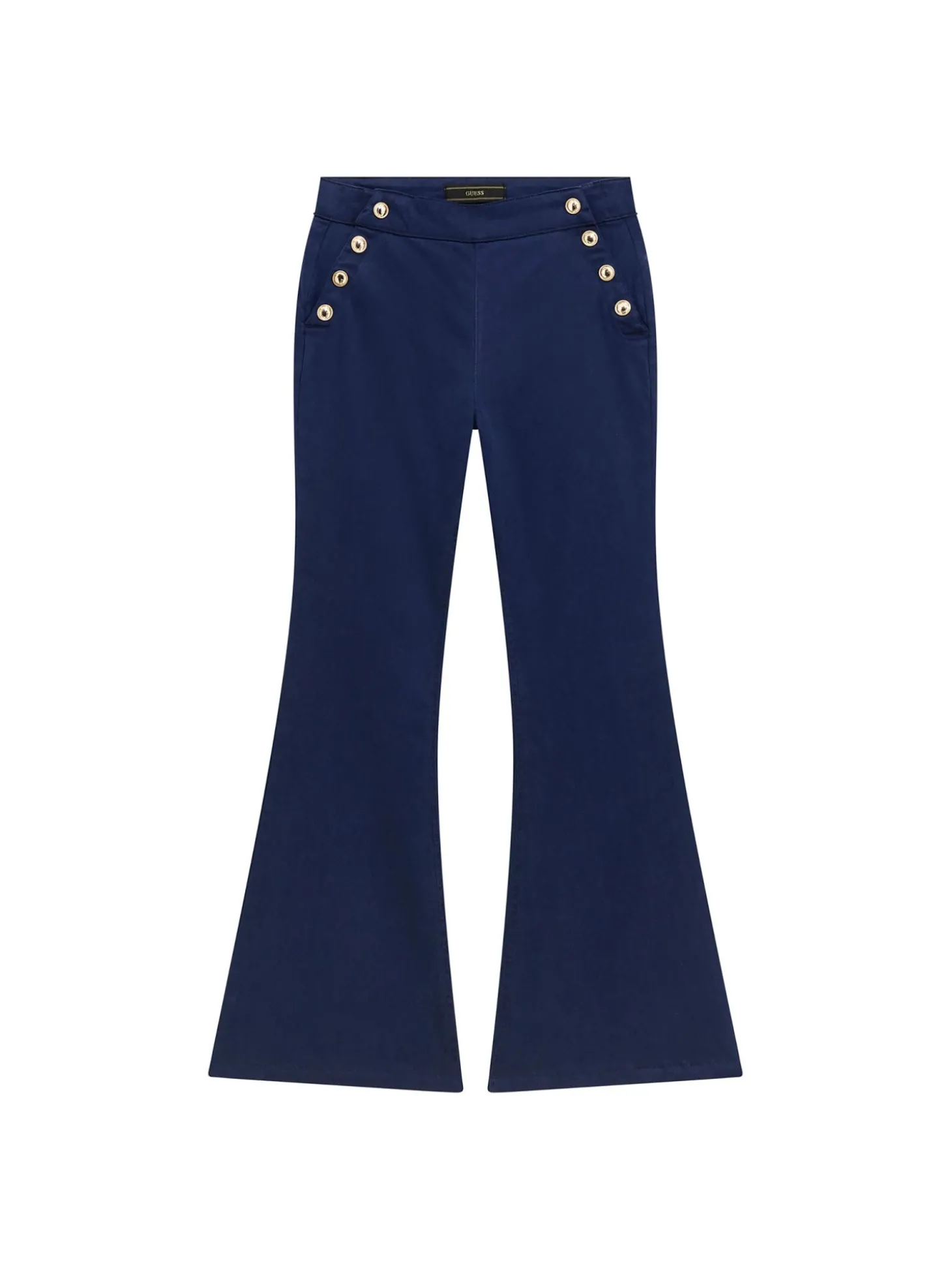 Pantalone a zampa tasche america blu