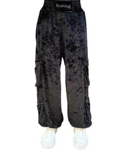 Pantalone cargo ciniglia nero