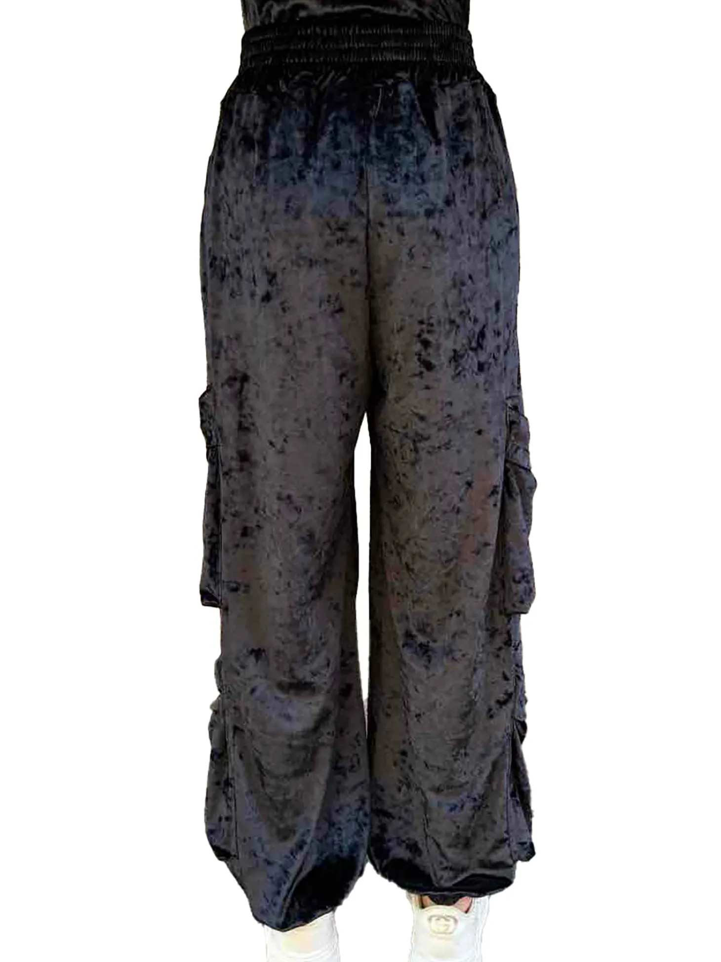 Pantalone cargo ciniglia nero