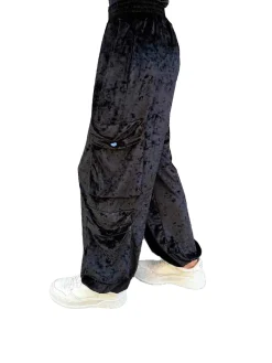 Pantalone cargo ciniglia nero