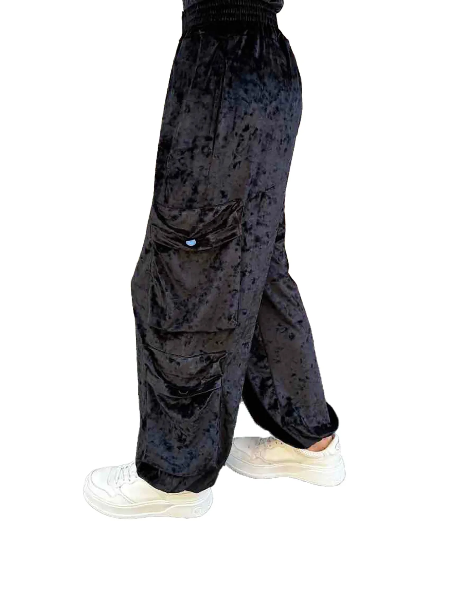 Pantalone cargo ciniglia nero
