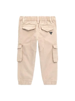 Pantalone cargo con elastici beige