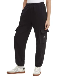 Pantalone cargo con logo sulla tasca nero