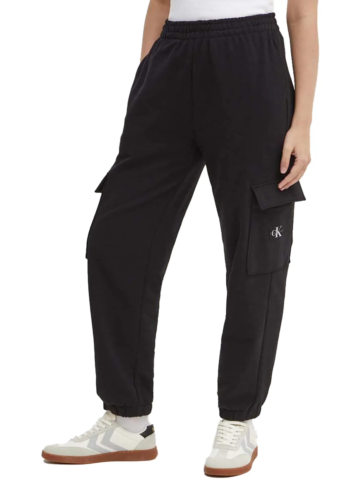 Pantalone cargo con logo sulla tasca nero