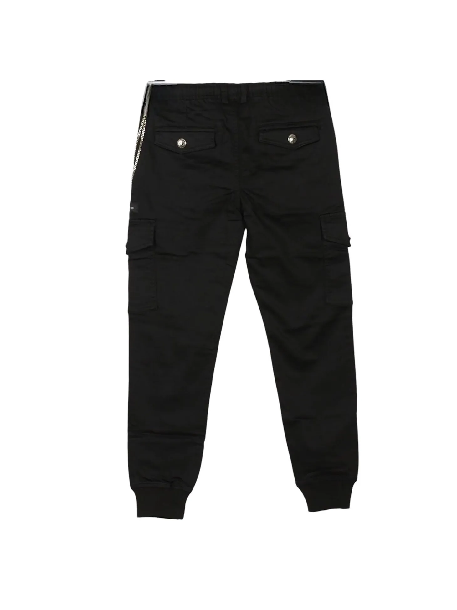 Pantalone cargo con polsini e catena nero