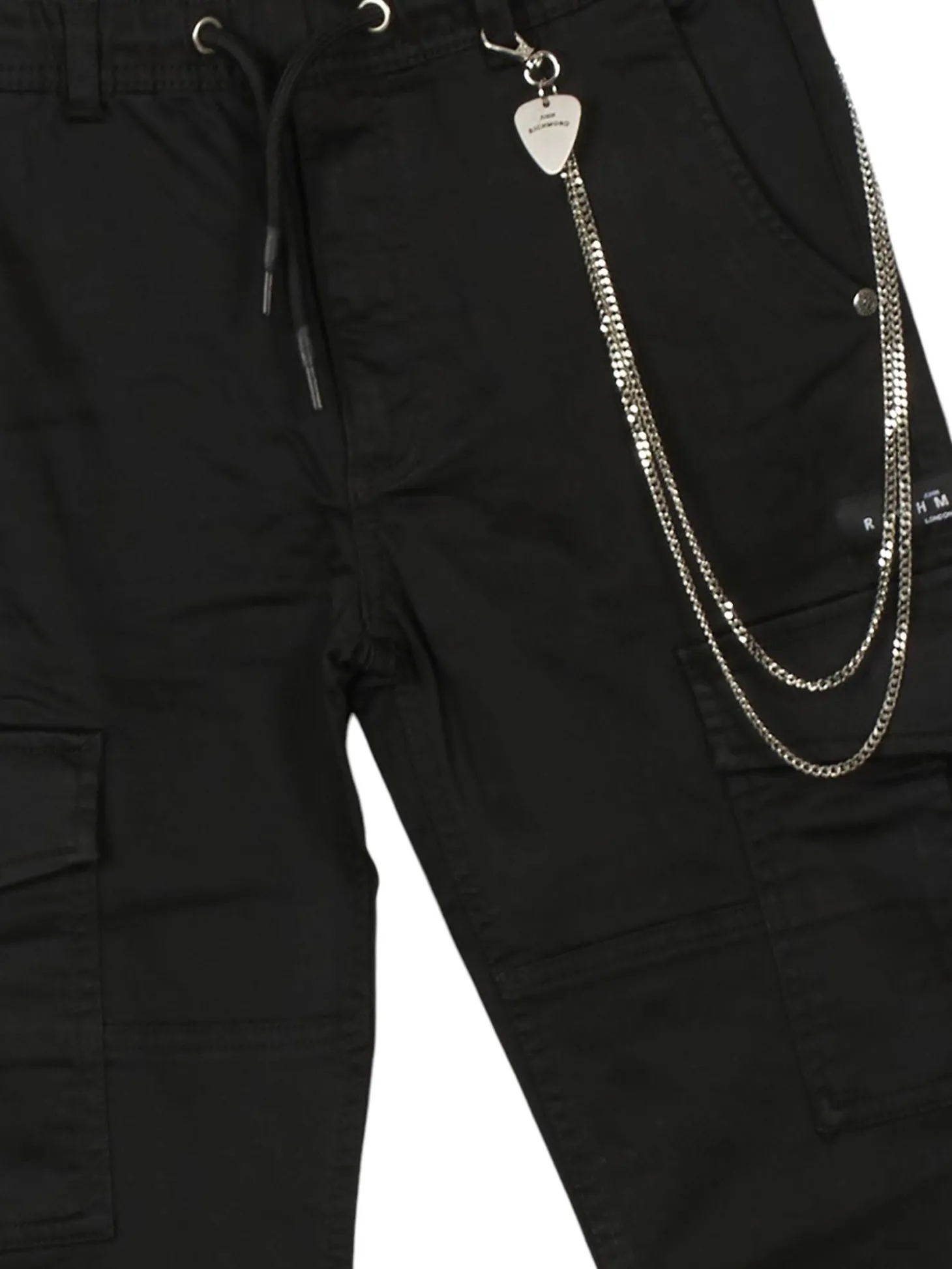 Pantalone cargo con polsini e catena nero