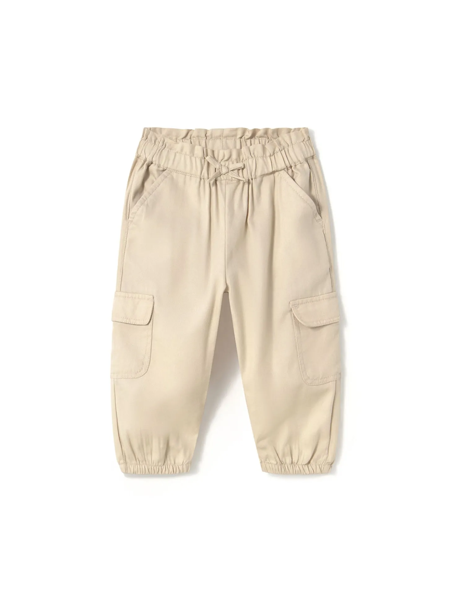 Pantalone cargo in cotone beige