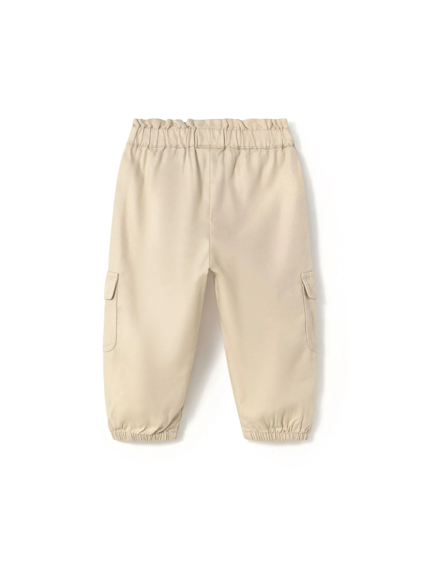 Pantalone cargo in cotone beige