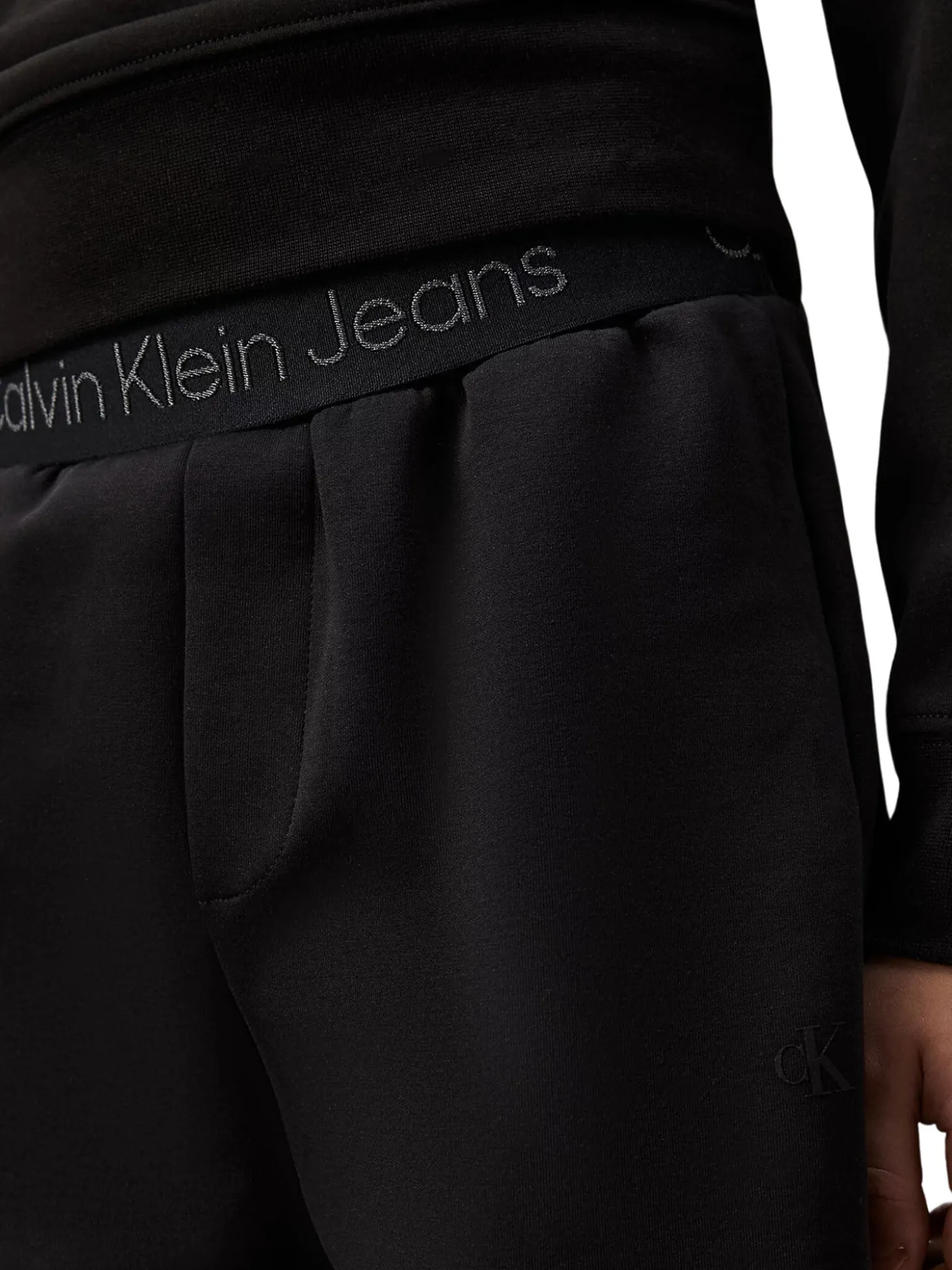 Pantalone cargo kids con elastico in vita logato nero