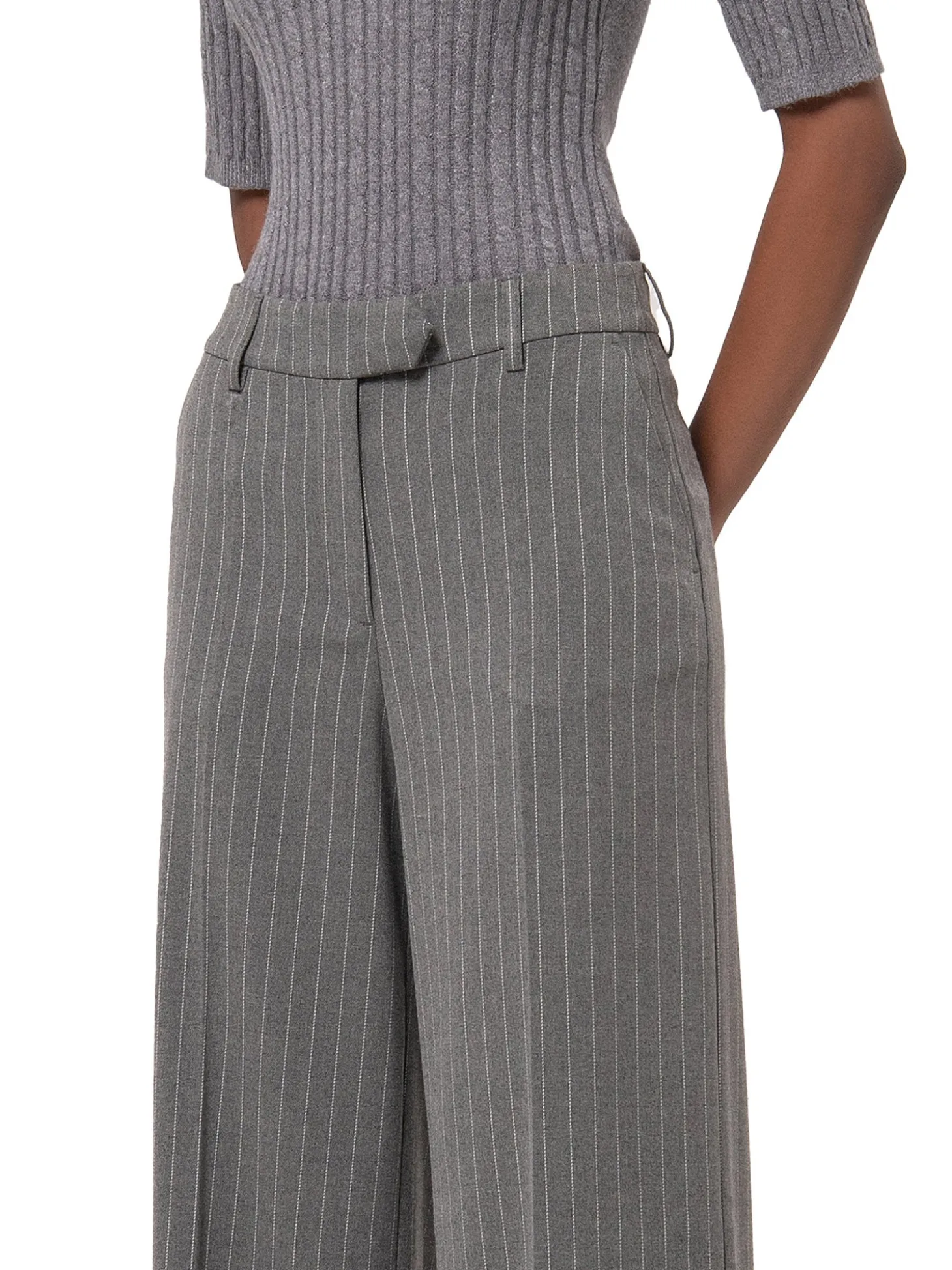Pantalone chino a palazzo grigio gessato