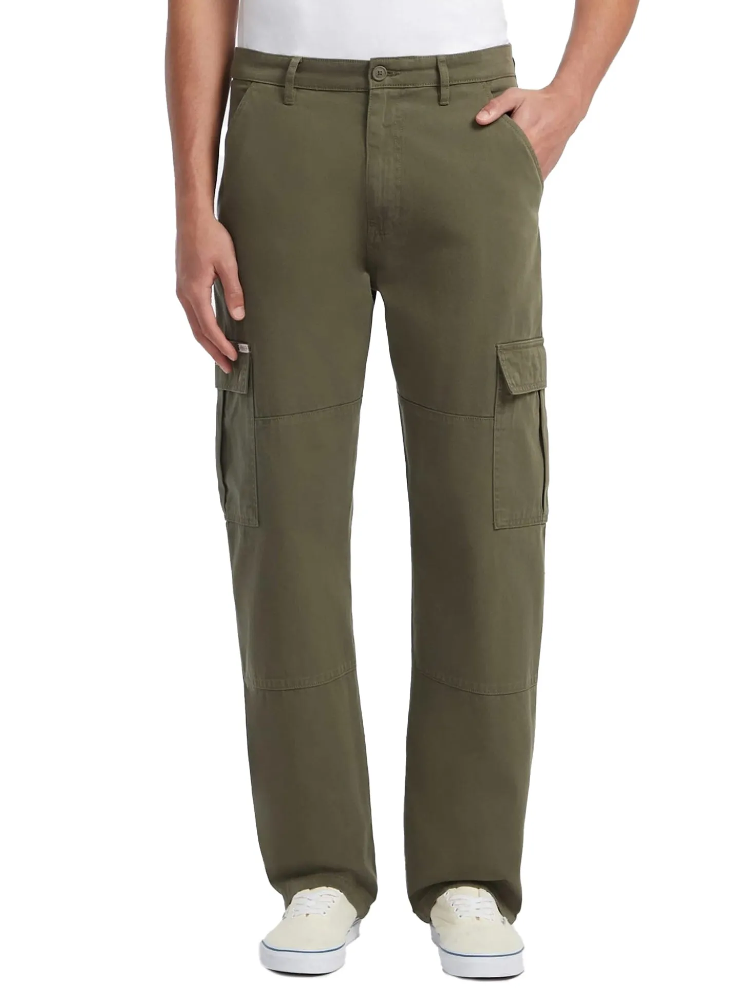 Pantalone chino cargo in cotone verde