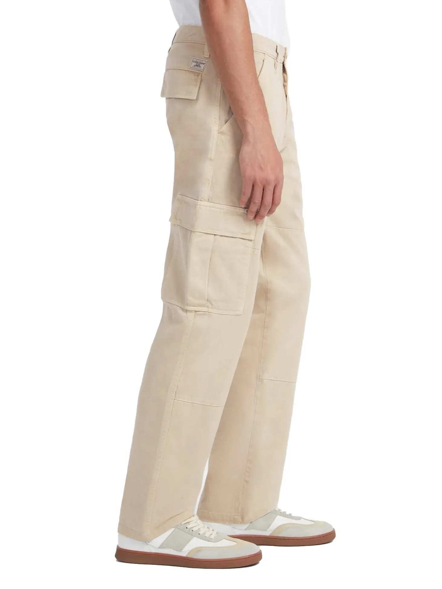Pantalone chino cargo in cotone sabbia