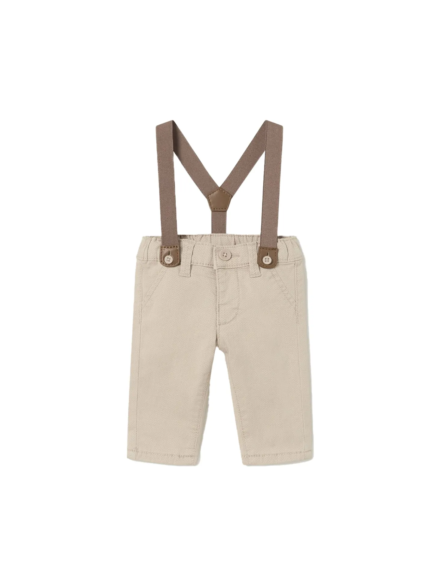 Pantalone chino con bretelle in cotone noce