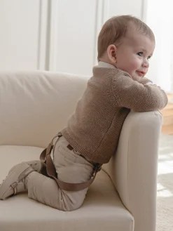 Pantalone chino con bretelle in cotone noce