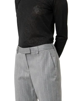 Pantalone chino gessato lurex grigio
