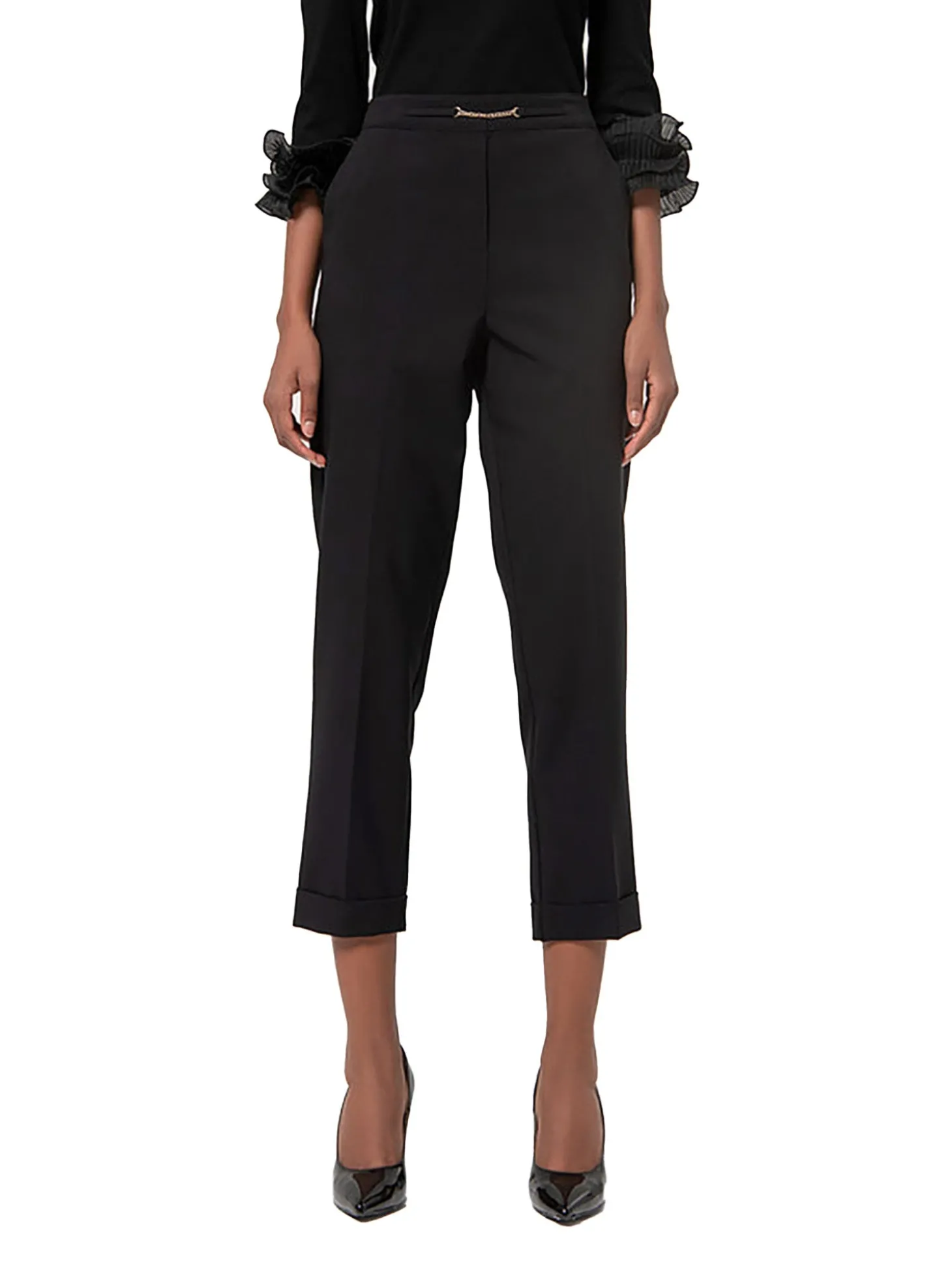 Pantalone chino relaxed in tessuto stretch nero