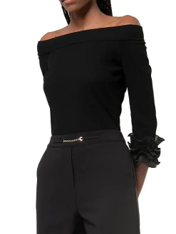 Pantalone chino relaxed in tessuto stretch nero