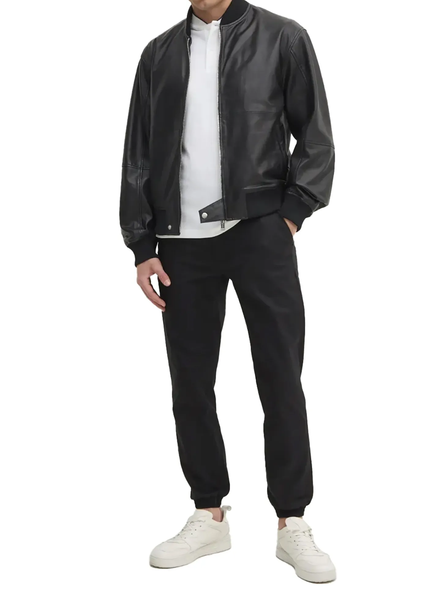 Pantalone chino tapered tech cotone nero