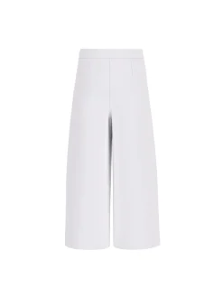 Pantalone culotte con applicazione borchie in crepe bianco