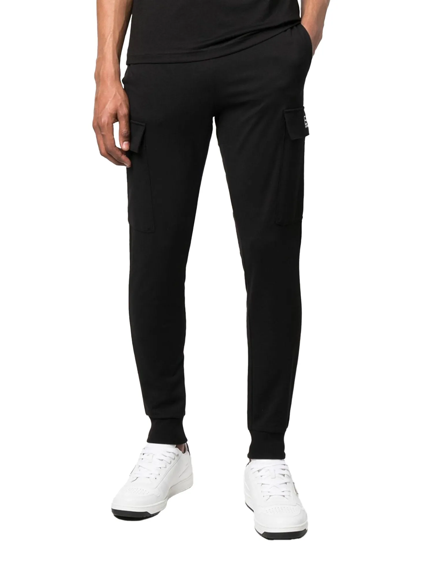 Pantalone jogger cargo felpa nero