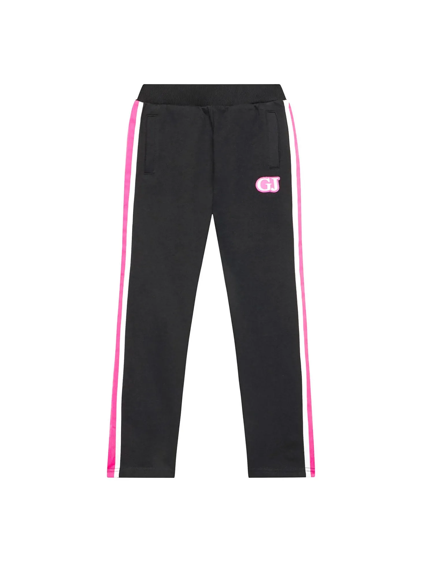 Pantalone jogger con logo Gj e fasce colorate nero