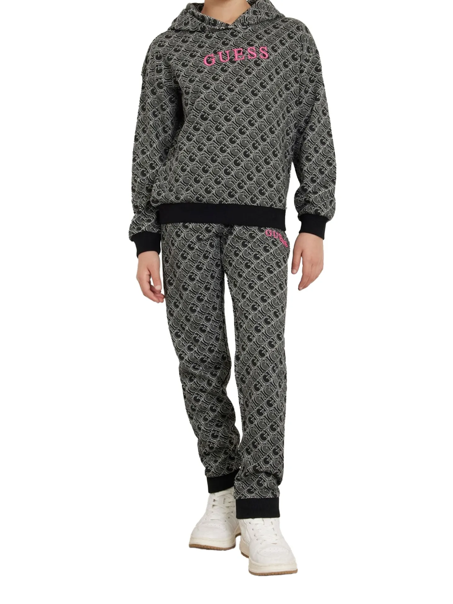 Pantalone jogger con pattern monogram allover nero