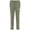 Pantalone jogger motivo colorblock verde/beige