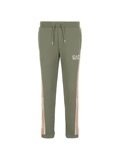 Pantalone jogger motivo colorblock verde/beige