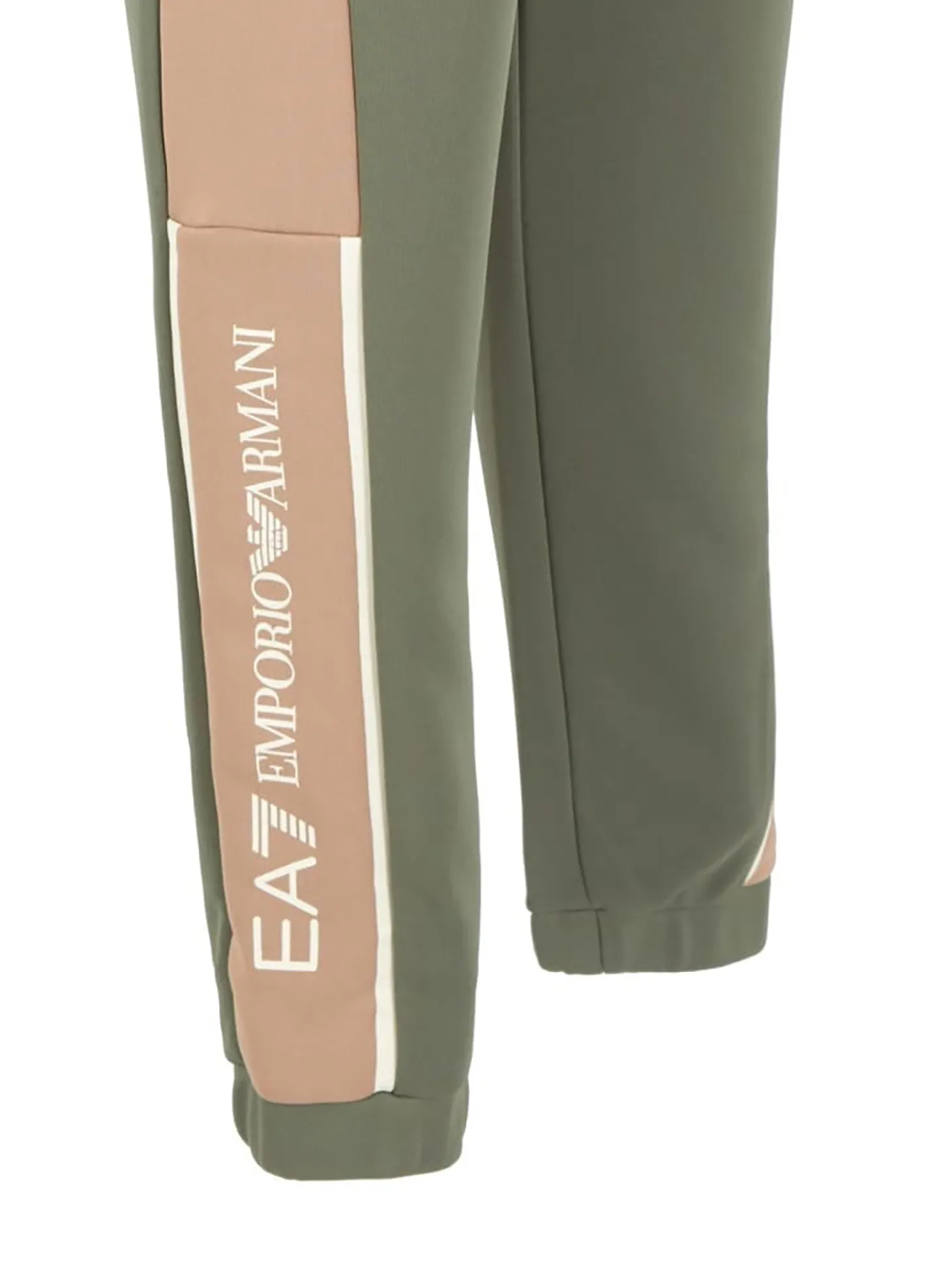 Pantalone jogger motivo colorblock verde/beige