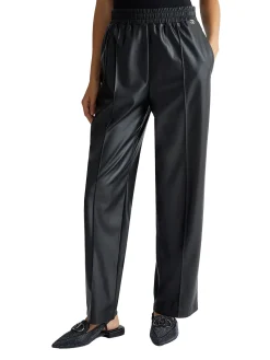 Pantalone jogger palazzo spalmato nero