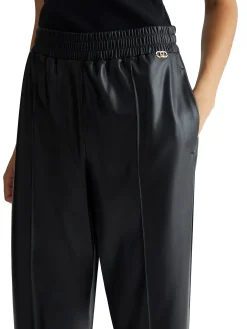 Pantalone jogger palazzo spalmato nero