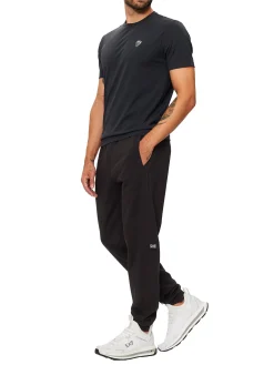 Pantalone jogger stampa logo laterale nero