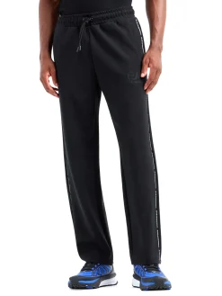 Pantalone jogger stampa piping logo nero