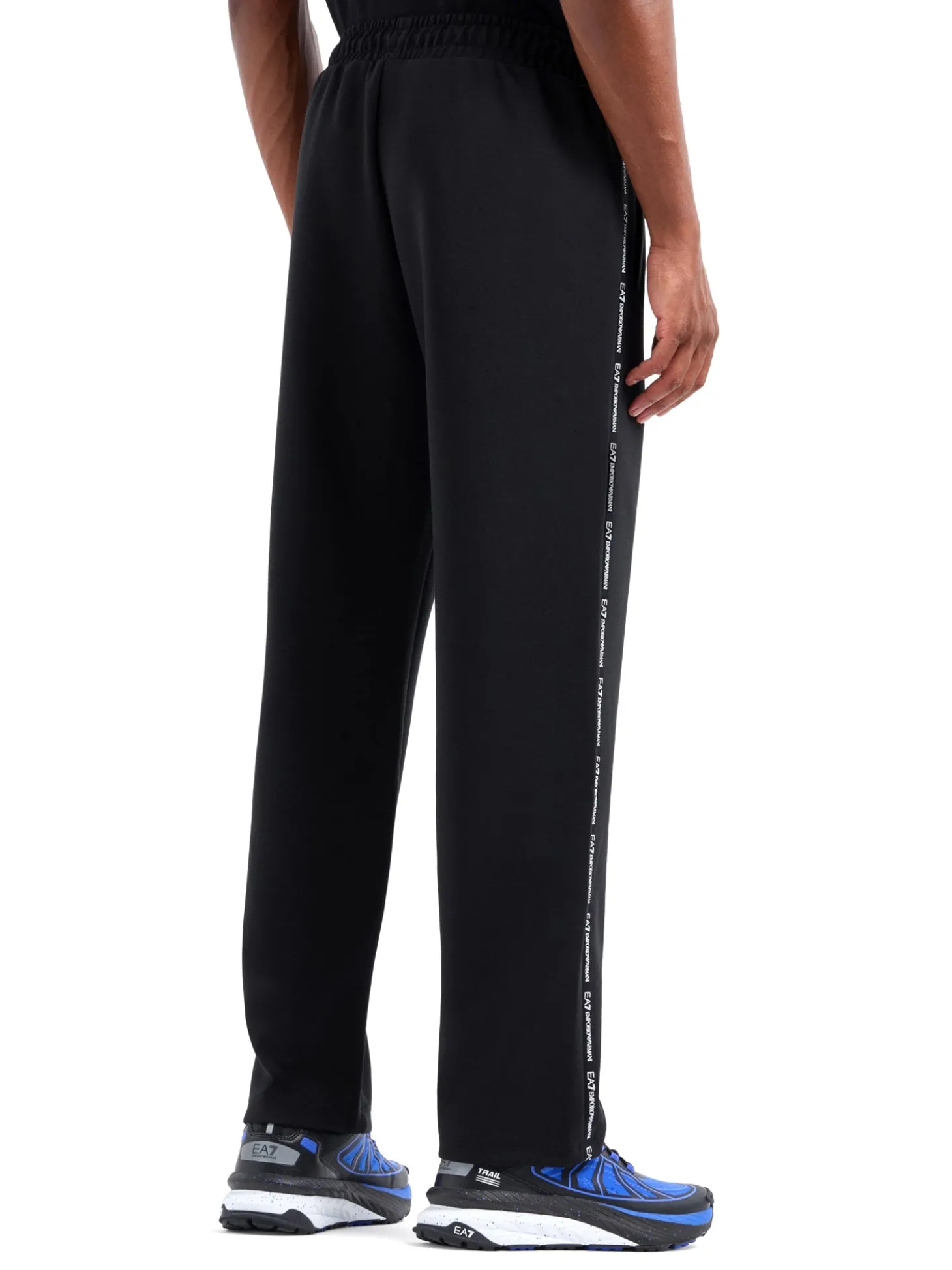 Pantalone jogger stampa piping logo nero