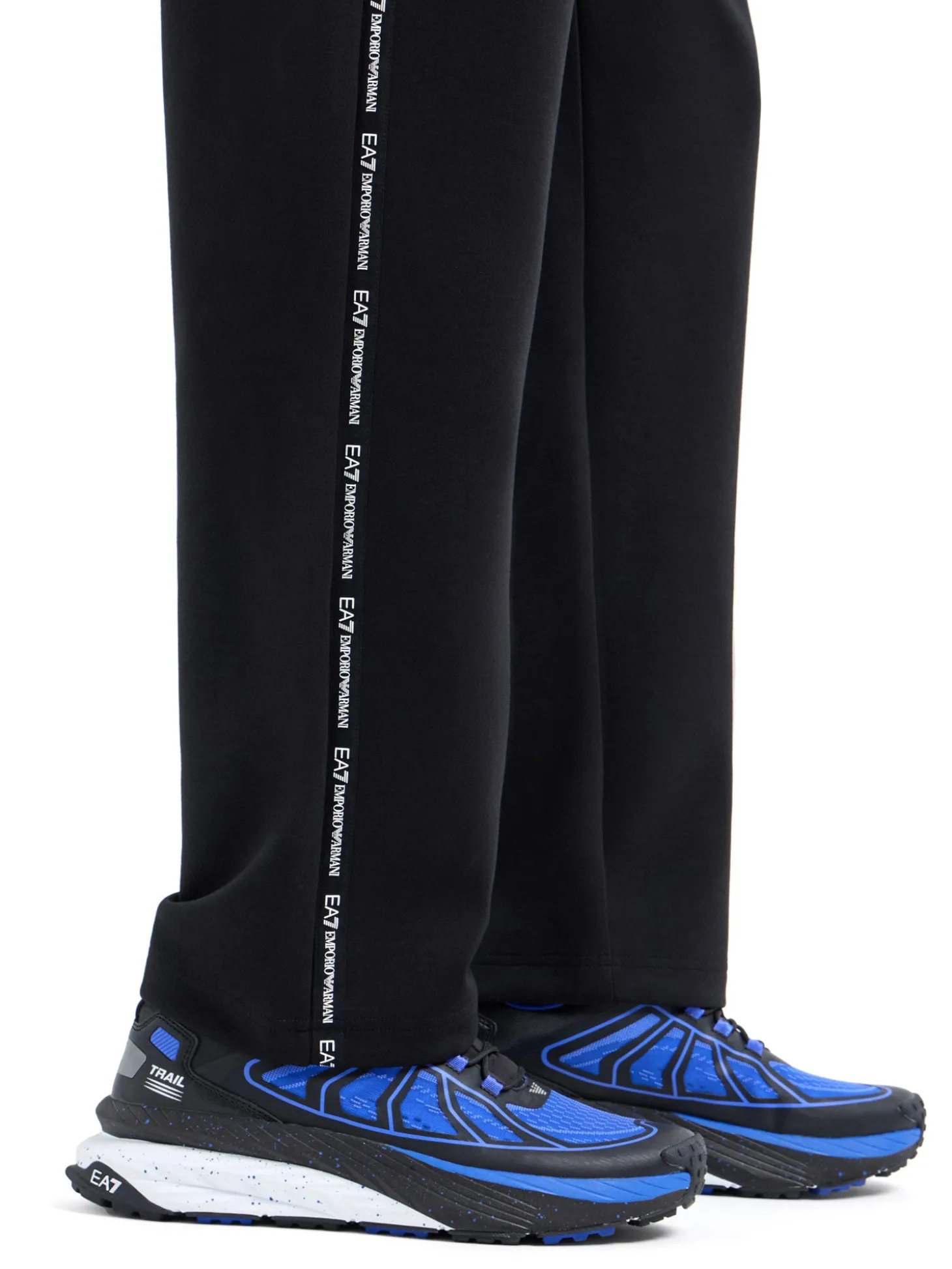 Pantalone jogger stampa piping logo nero