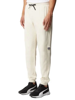 Pantalone jogger tape logo bianco laterale panna