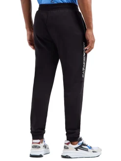 Pantalone jogger tape logo bianco laterale nero
