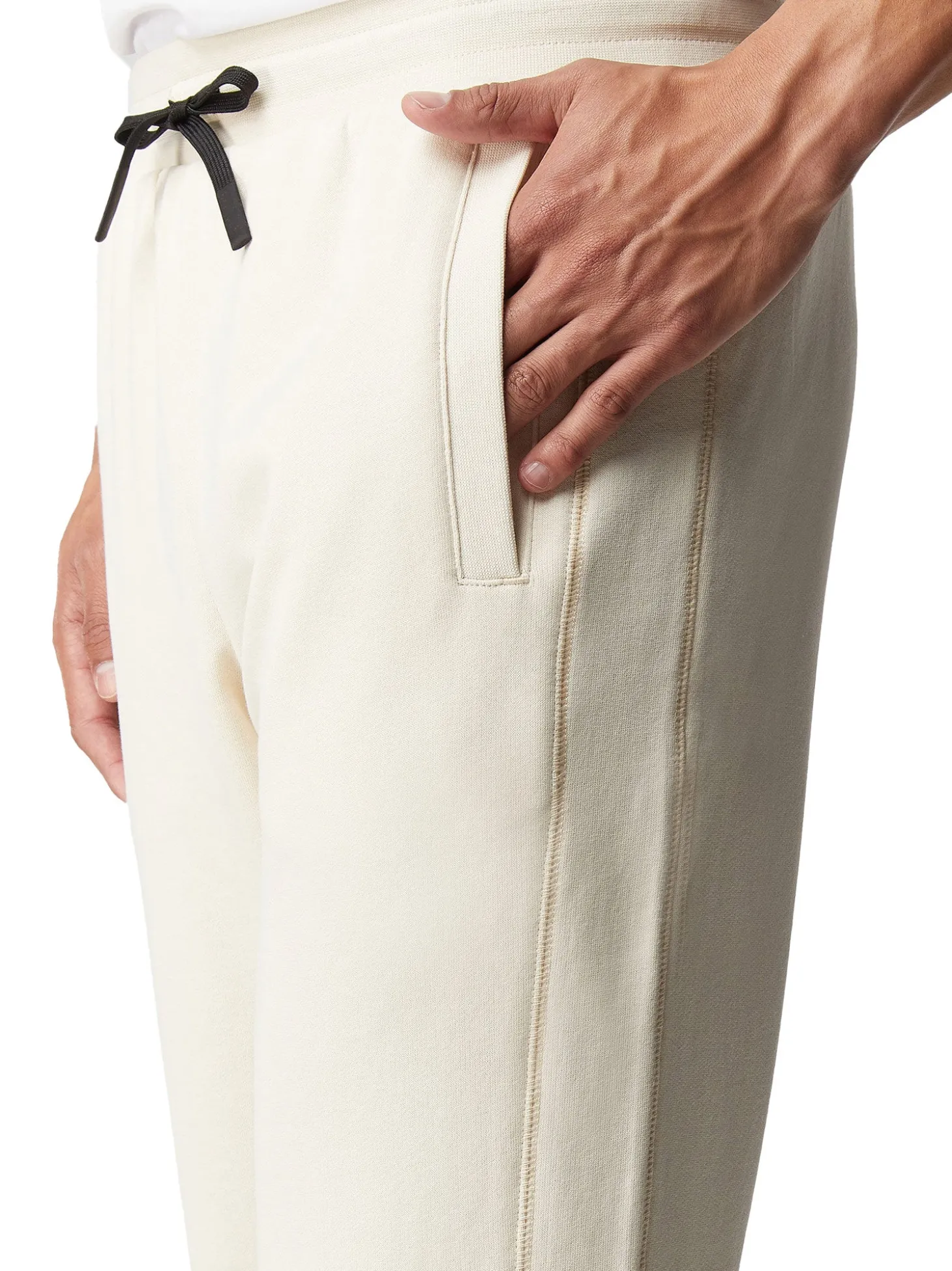 Pantalone jogger tape logo bianco laterale panna