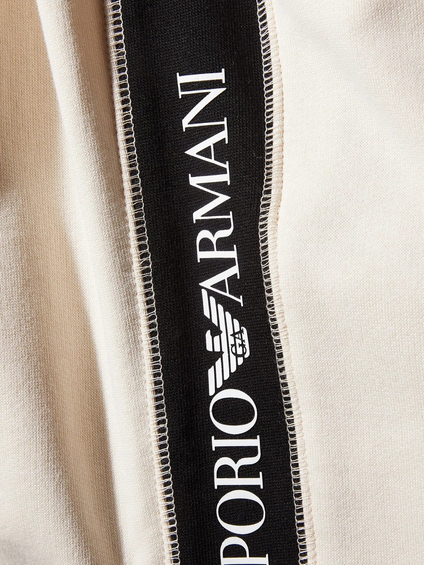 Pantalone jogger tape logo bianco laterale panna