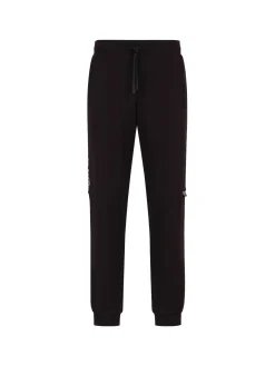 Pantalone jogger tape logo bianco laterale nero