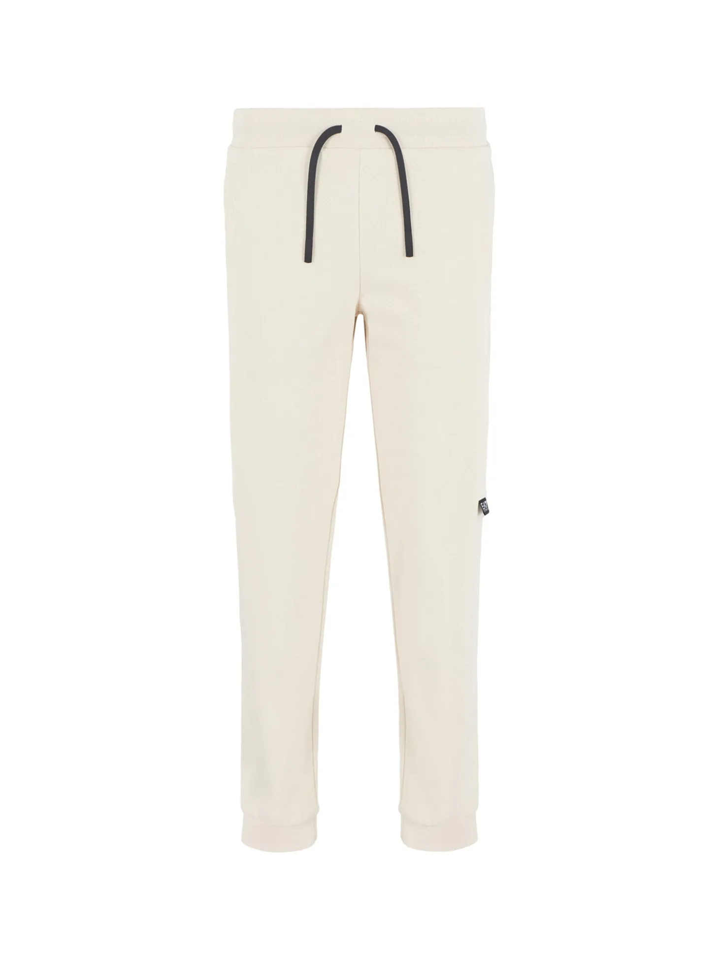 Pantalone jogger tape logo bianco laterale panna