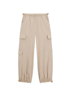 Pantalone jogging cargo logo cuore beige